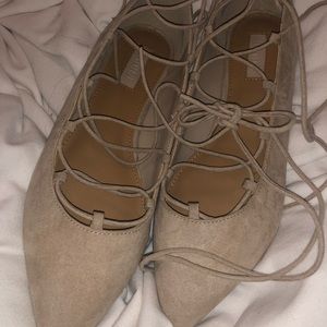 Forever 21 lace up flats suade
